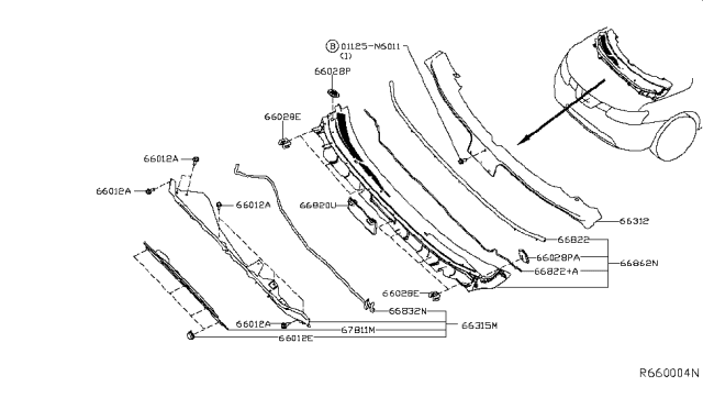 2019 Nissan Rogue Cowl Top & Fitting Diagram