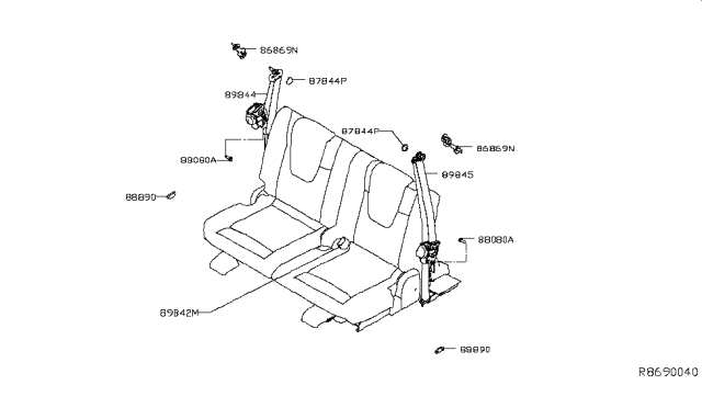 2014 Nissan Rogue Rear Seat Belt Diagram 2