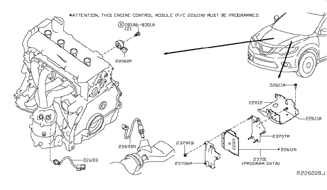 2018 Nissan Rogue Bracket-Control Unit Diagram for 23714-8FL0A