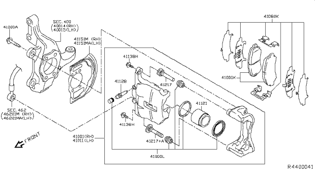 2018 Nissan Rogue CALIPER Assembly-Front RH,W/O Pad & SHIM Diagram for 41001-4BT0A