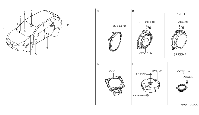 2019 Nissan Rogue US Make Speaker Diagram 1