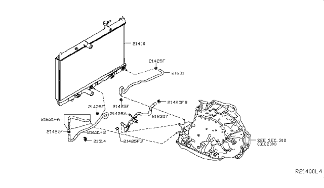 2019 Nissan Rogue Radiator,Shroud & Inverter Cooling Diagram 3