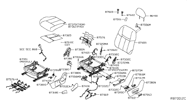 2016 Nissan Rogue Back-Seat LH Diagram for 87650-4BB3A