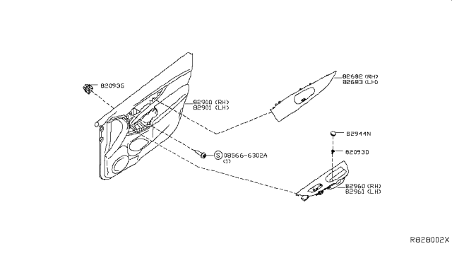 2015 Nissan Rogue ESCUTCHEON-Rear Door Inside Handle,LH Diagram for 82683-4CL5A