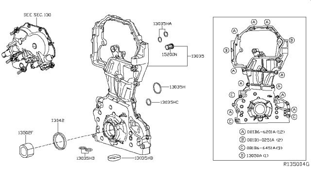 2016 Nissan Rogue Front Cover,Vacuum Pump & Fitting Diagram