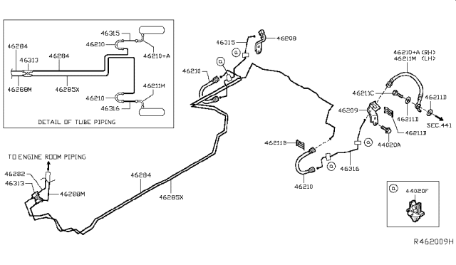 2014 Nissan Rogue Brake Piping & Control Diagram 1