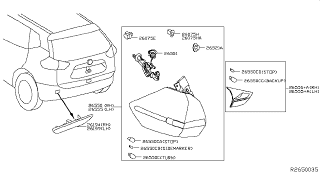 2017 Nissan Rogue Rear Combination Lamp Diagram 2