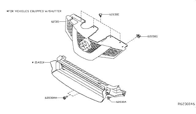 2016 Nissan Rogue Front Grille Diagram 1