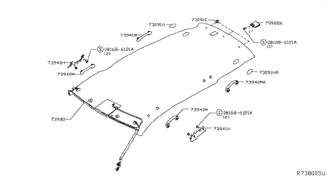 2016 Nissan Rogue Roof Trimming Diagram 2