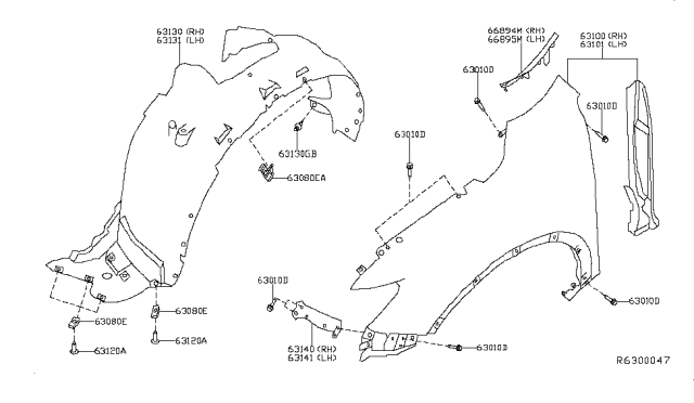 2015 Nissan Rogue Front Fender & Fitting Diagram