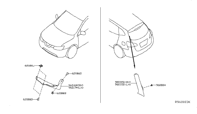 2019 Nissan Rogue US Make Air Spoiler Diagram