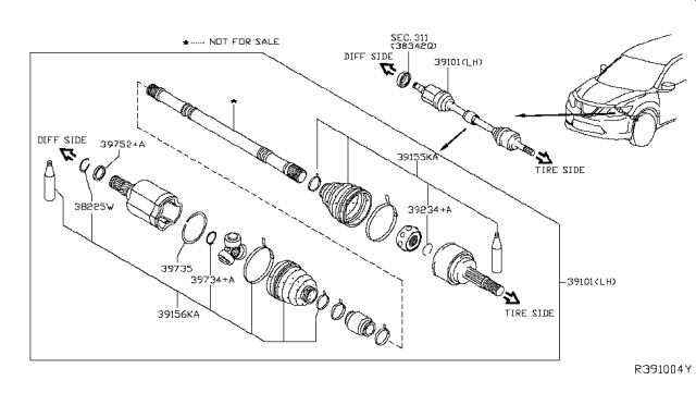 2019 Nissan Rogue Front Drive Shaft (FF) Diagram 4