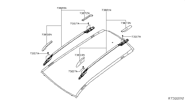 2018 Nissan Rogue Cover-Roof Rack, Rear RH Diagram for 73872-6FL0A