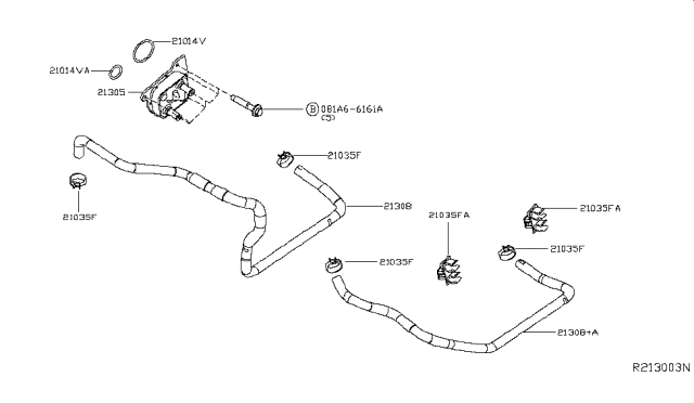 2016 Nissan Rogue Hose-Water,Oil Cooler Diagram for 21306-4BA0B