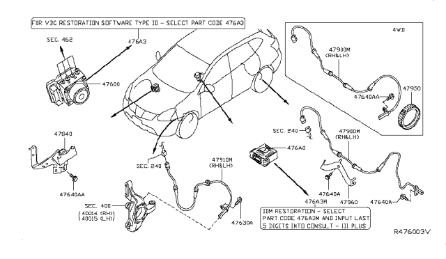 2018 Nissan Rogue Anti Skid Actuator Assembly Diagram for 47660-9FL4B