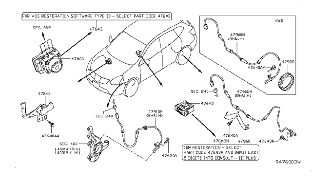 2016 Nissan Rogue Anti Skid Actuator Assembly Diagram for 47660-6FP2B