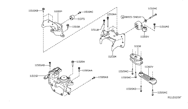 2018 Nissan Rogue Engine & Transmission Mounting Diagram 1