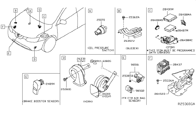 2014 Nissan Rogue Bracket-Distance Sensor Diagram for 28452-4BA0D