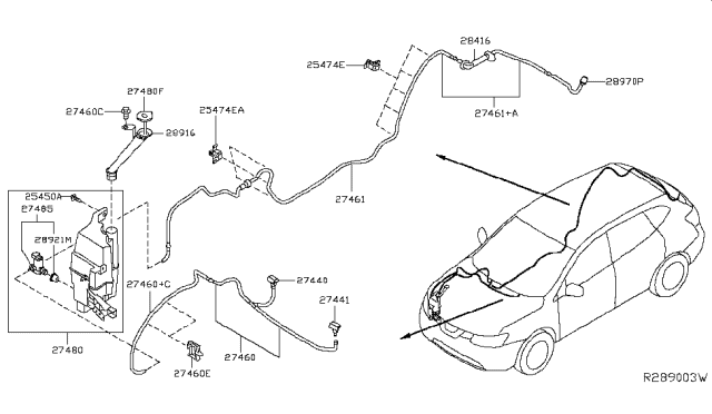 2017 Nissan Rogue Tank Assy-Windshield Washer Diagram for 28910-4BA5A