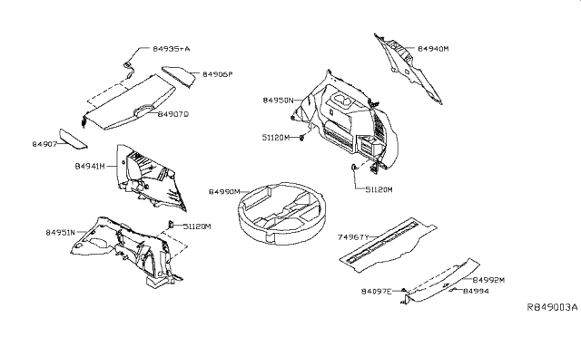 2016 Nissan Rogue Trunk & Luggage Room Trimming Diagram 2