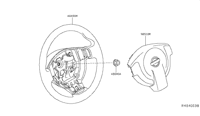 2017 Nissan Rogue Steering Wheel Assembly Without Less Pad Diagram for 48430-4BA0B