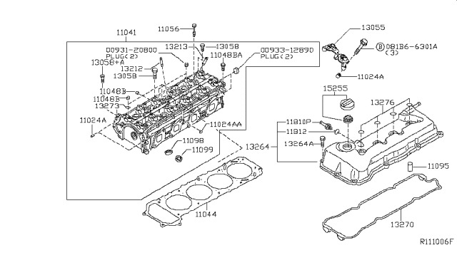 2015 Nissan Rogue Cylinder Head & Rocker Cover Diagram