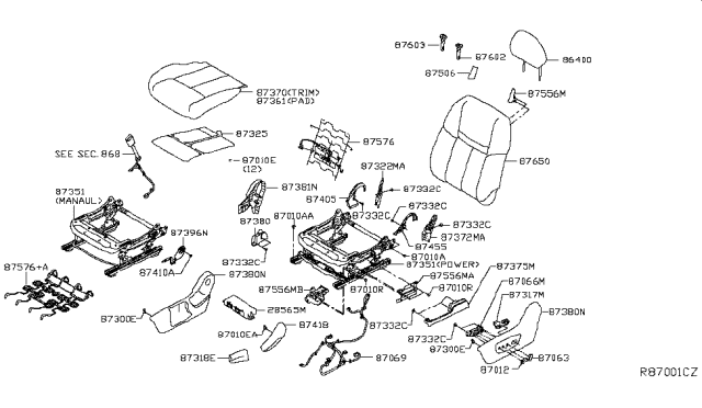 2018 Nissan Rogue FINISHER Assembly-Cushion,Front Seat Outer LH Diagram for 87380-4BA4B