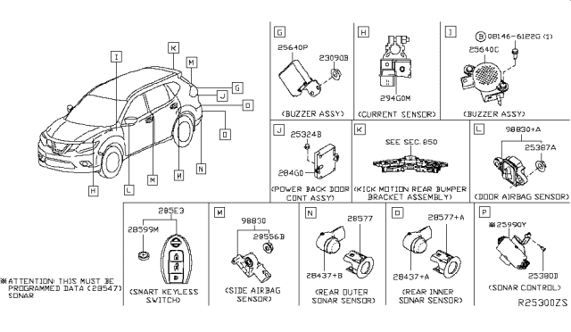 2019 Nissan Rogue Cover Diagram for 28533-7FL9B