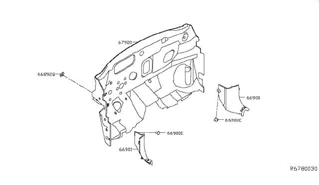 2019 Nissan Rogue Dash Trimming & Fitting Diagram