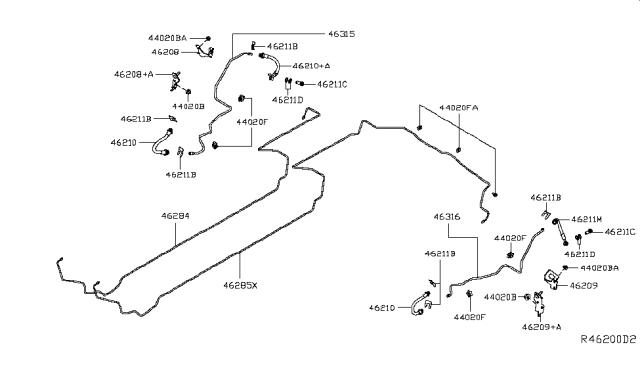 2019 Nissan Rogue Tube-Brake Rear LH Diagram for 46316-7FL1A