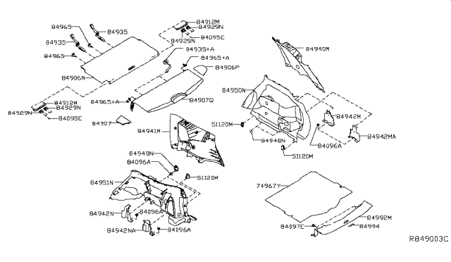 2015 Nissan Rogue Board Assy-Luggage Floor,RH Diagram for 849B6-4BA5A