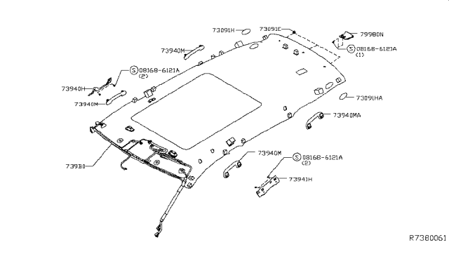 2019 Nissan Rogue Roof Trimming Diagram 1