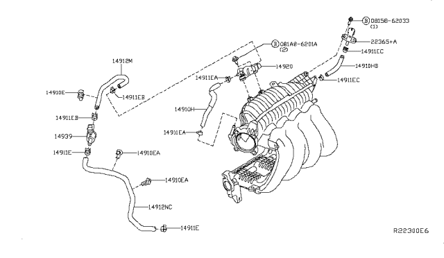 2017 Nissan Rogue Tube-Anti Evaporation Control Diagram for 14912-4BA0C