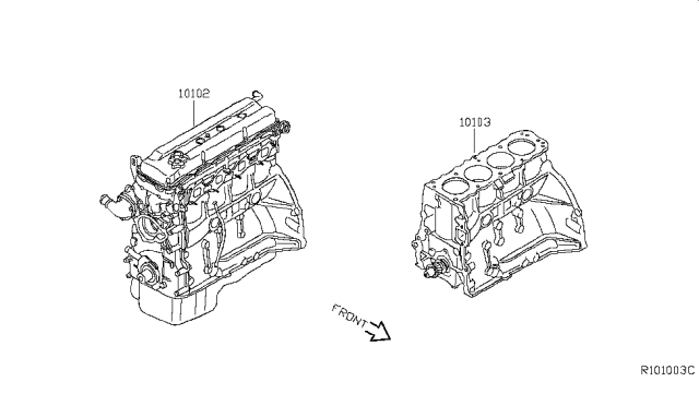 2014 Nissan Rogue Bare & Short Engine Diagram