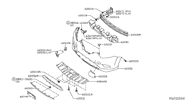 2017 Nissan Rogue Front Bumper Diagram 2