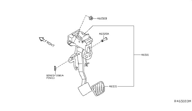 2015 Nissan Rogue Brake & Clutch Pedal Diagram