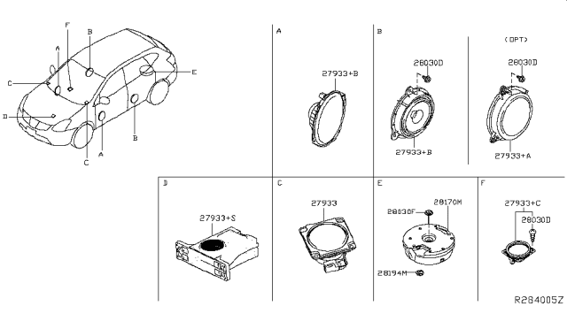 2019 Nissan Rogue US Make Speaker Diagram 2