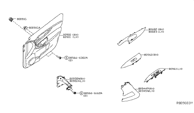 2018 Nissan Rogue Escutcheon-Front Door Inside Handle,LH Diagram for 80683-6FV3A