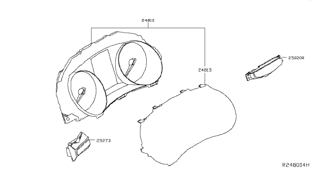 2015 Nissan Rogue Instrument Speedometer Cluster Diagram for 24810-9TA0A