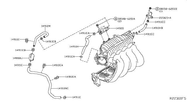 2018 Nissan Rogue Evapo Control Hose Diagram for 14912-8FL0A