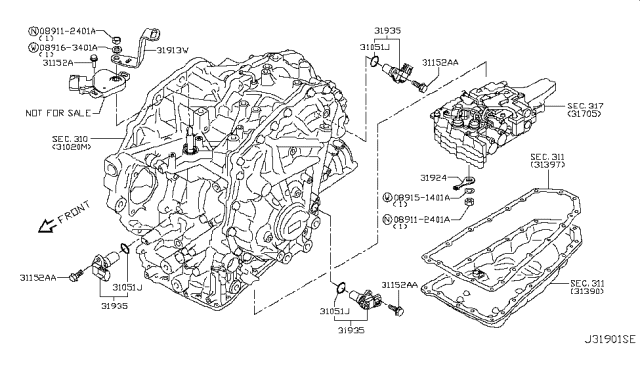 2017 Nissan Rogue Lever-Selector Range Diagram for 31913-28X0D