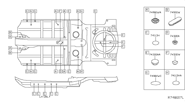 2018 Nissan Rogue Floor Fitting Diagram 1