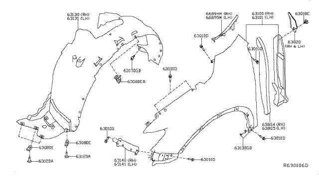 2019 Nissan Rogue Fender-Front,LH Diagram for 63101-6FL0A