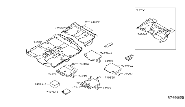 2017 Nissan Rogue Carpet-Floor,Front Diagram for 74902-4BA1B