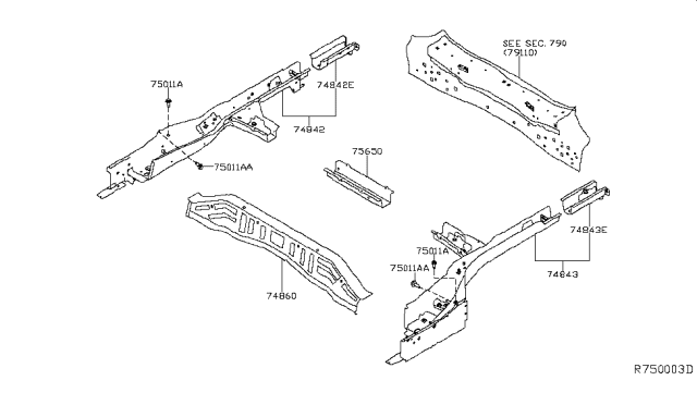 2017 Nissan Rogue Extension-Side Member,Rear LH Diagram for G5521-4BAMA