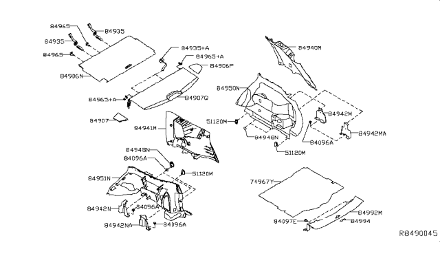 2016 Nissan Rogue Finisher-Luggage Side,Lower LH Diagram for 84951-7FA5B