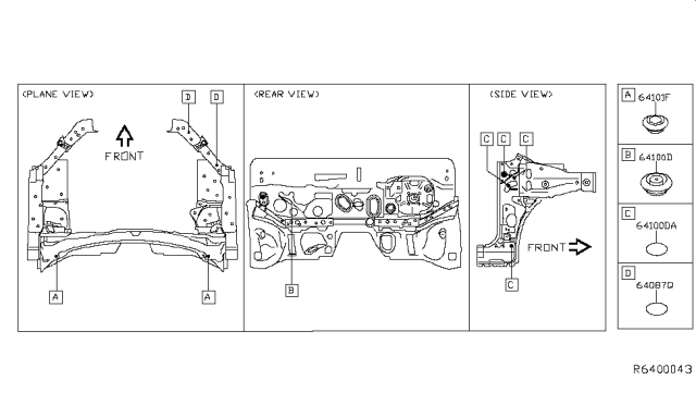 2014 Nissan Rogue Hood Ledge & Fitting Diagram 2