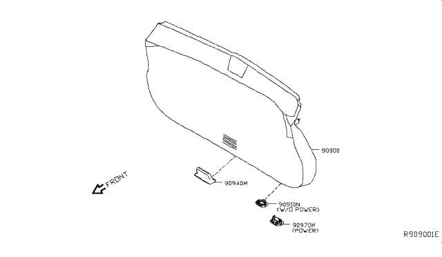 2014 Nissan Rogue FINISHER Assembly Auto Back Door Switch Diagram for 90970-CY20B