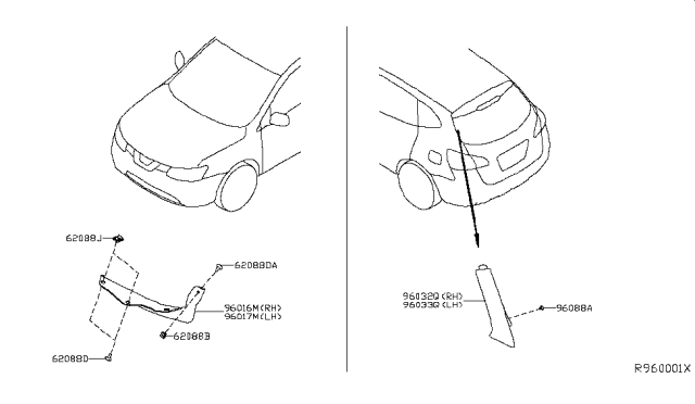 2018 Nissan Rogue Air Spoiler Extension-RH Diagram for 96032-4BA0B