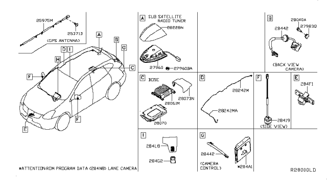 2019 Nissan Rogue US Make Audio & Visual Diagram 1